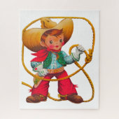 Cowboy Retro Boy Kind Niedlicher Western Puzzle (Vertikal)