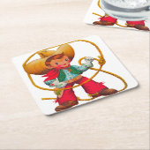 Cowboy Retro Boy Kind Niedlicher Western Rechteckiger Pappuntersetzer (angewinkelt)