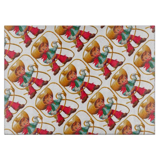 Cowboy Retro Boy Kind Niedlicher Western Schneidebrett (Vorderseite)