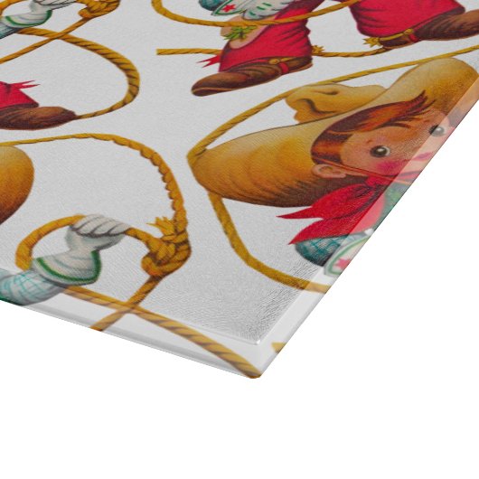 Cowboy Retro Boy Kind Niedlicher Western Schneidebrett (Ecke)