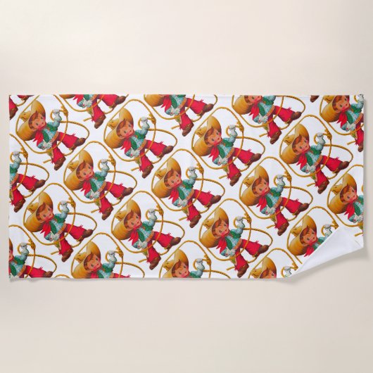 Cowboy Retro Boy Kind Niedlicher Western Strandtuch (Vorderseite)