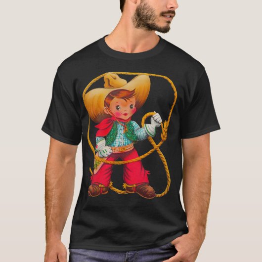 Cowboy Retro Boy Kind Niedlicher Western T-Shirt (Vorderseite)