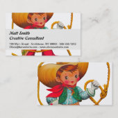 Cowboy Retro Boy Kind Niedlicher Western Visitenkarte (Vorne/Hinten)