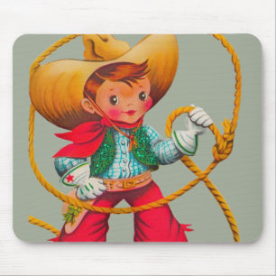 Cowboy Retro Junge Kind Süß Western Mousepad
