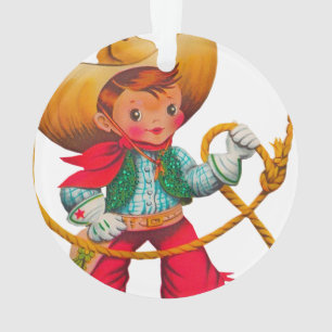 Cowboy Retro Junge Kind Süß Western Ornament