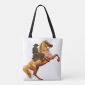 Cowboy Riding a White Horse on a Shoulder Tasche (Rückseite)