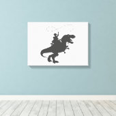 Cowboy riding dinosaur in the prehistoric wird leinwanddruck (Insitu (Holzboden))