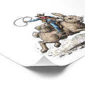 Cowboy Riding Easter Bunny Western Howdy Easter Fu Fotodruck (Ecke)