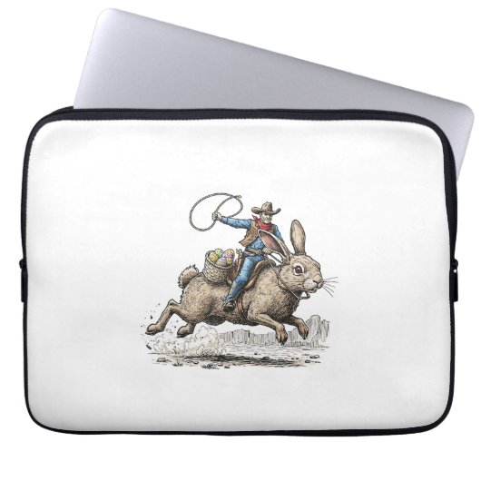 Cowboy Riding Easter Bunny Western Howdy Easter Fu Laptopschutzhülle (Vorderseite)