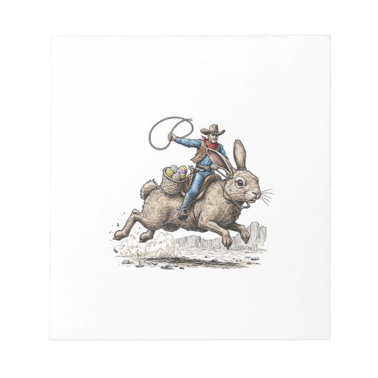 Cowboy Riding Easter Bunny Western Howdy Easter Fu Notizblock (Vorderseite)
