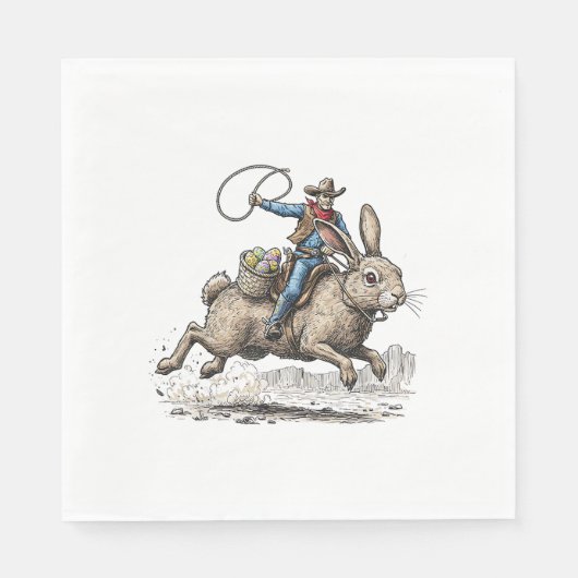 Cowboy Riding Easter Bunny Western Howdy Easter Fu Serviette (Vorderseite)