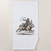 Cowboy Riding Easter Bunny Western Howdy Easter Fu Strandtuch (Vorderseite)