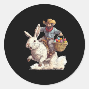 Cowboy Riding Osterfest Sonniger Western Howdy Ost Runder Aufkleber