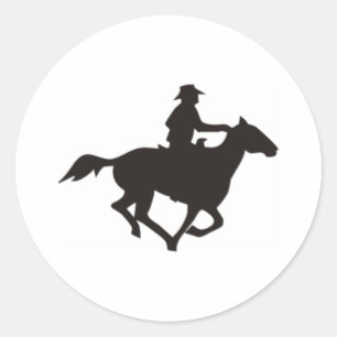 Cowboy Riding Runder Aufkleber