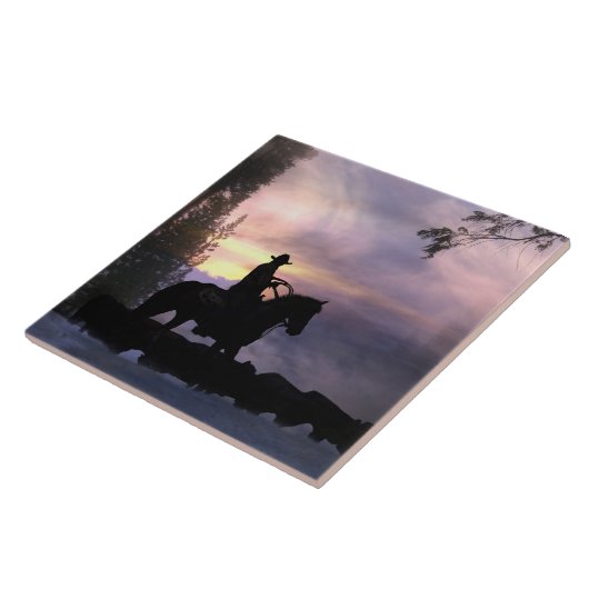 Cowboy Rinder im Schnee fahren Fliese (Seite)