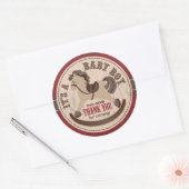 Cowboy Rocking Horse Western Kinderdusche Runder Aufkleber (Umschlag)