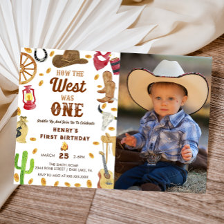 Cowboy Rodeo 1. Geburtstag Foto Einladung