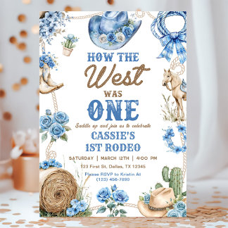 Cowboy-Rodeo 1. Geburtstag, wie der Westen Eins wa Einladung