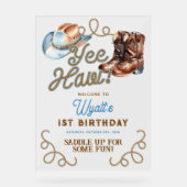 Cowboy Rodeo 1st Birthday Welcome Acrylschild (Vorderseite)