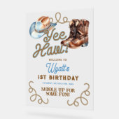 Cowboy Rodeo 1st Birthday Welcome Acrylschild (Winkel)