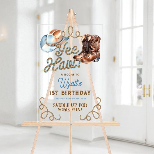 Cowboy Rodeo 1st Birthday Welcome Acrylschild