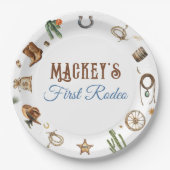 Cowboy Rodeo Adventure Wild West Erster Geburtstag Pappteller (Vorderseite)