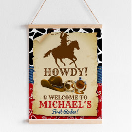 Cowboy Rodeo Birthday Begrüßungszeichen Poster