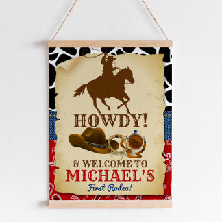 Cowboy Rodeo Birthday Begrüßungszeichen Poster