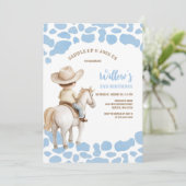 Cowboy-Rodeo-Blue-Geburtstag Einladung (Stehend Vorderseite)