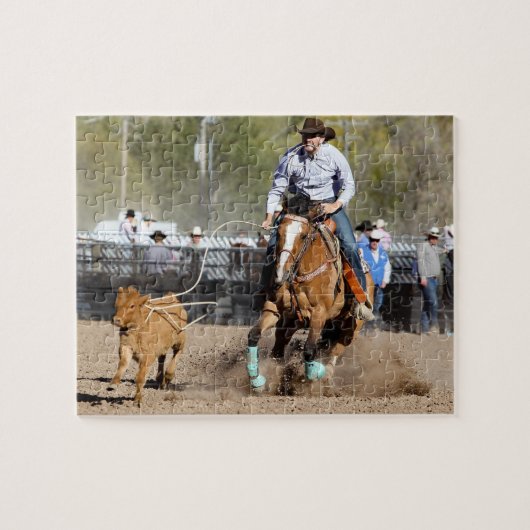 Cowboy Rodeo Calf Roping Western Sports Puzzle (Horizontal)