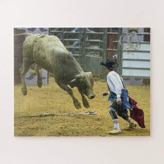 Cowboy Rodeo Clown Bull Distracting Western Sports Puzzle (Horizontal)
