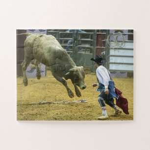 Cowboy Rodeo Clown Bull Distracting Western Sports Puzzle
