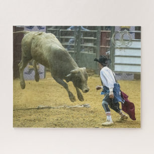 Cowboy-Rodeo-Clown-Bulle ablenkend Western-Sport Puzzle