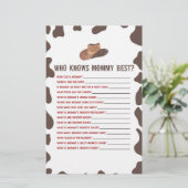 Cowboy Rodeo, der Mommy Baby Shower Game kennt Briefpapier (Stehend Vorderseite)