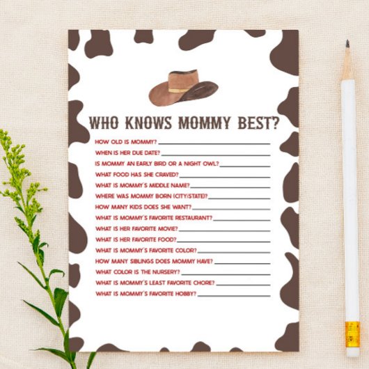Cowboy Rodeo, der Mommy Baby Shower Game kennt Briefpapier