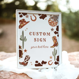 Cowboy Rodeo Geburtstag Wild West Custom Zeichen Poster