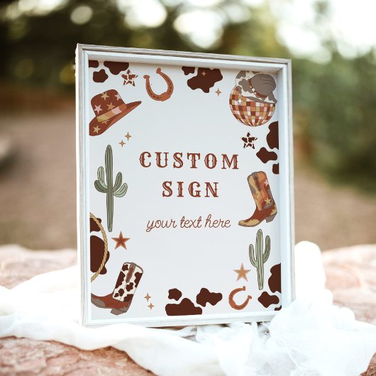 Cowboy Rodeo Geburtstag Wild West Custom Zeichen Poster