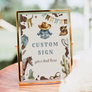 Cowboy Rodeo Geburtstag Wild West Custom Zeichen Poster