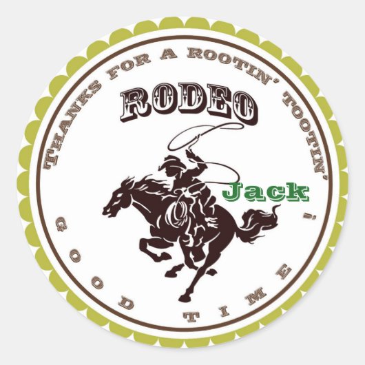 Cowboy Rodeo Geburtstagsparty Gefallen Stickers (Vorderseite)