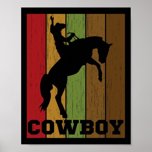 Cowboy Rodeo Horse Retro Western Cowboy Horseck Ri Poster (Vorne)
