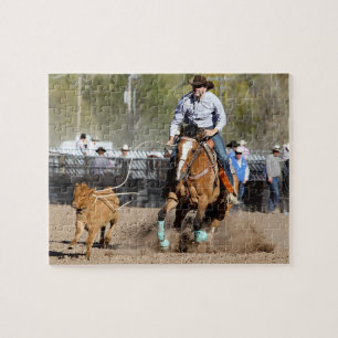 Cowboy-Rodeo-Kälberfangen Western-Sport Puzzle