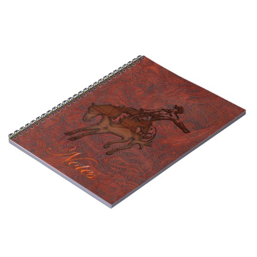 Cowboy Rodeo Mahogany Imitate Tooled Leather Noteb Notizblock (Linke Seite)
