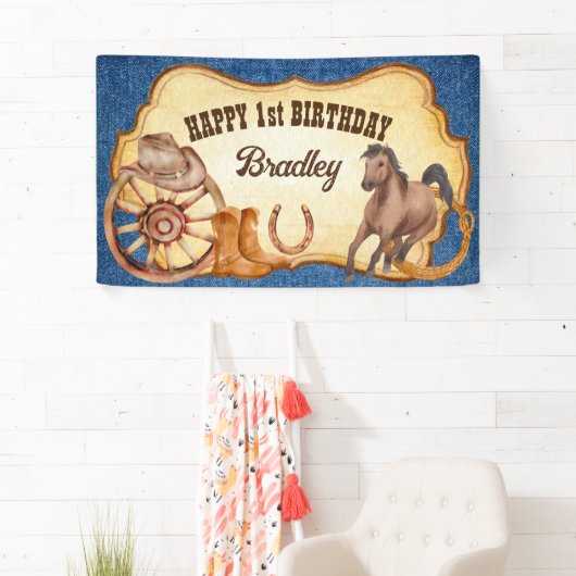 Cowboy Rodeo Pferde Reittier Wild West Party Banner (Insitu)