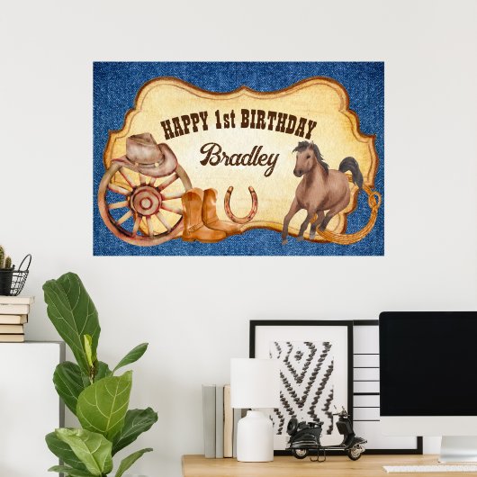 Cowboy Rodeo Pferde Reittier Wild West Party Poster (Heimbüro)