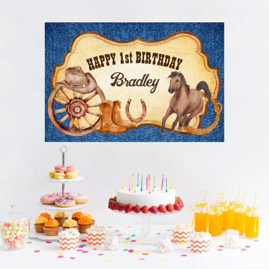 Cowboy Rodeo Pferde Reittier Wild West Party Poster