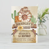 Cowboy Rodeo Pferde Western Geburtstagsparty Einladung (Stehend Vorderseite)