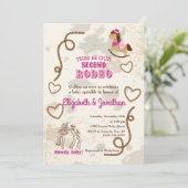 Cowboy Rodeo Pink Howdy Baby Dusche Sprinkle Einladung (Stehend Vorderseite)