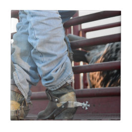 Cowboy-Rodeo-Stier-Reiter und Stier-Rutsche Fliese