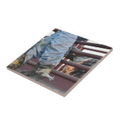 Cowboy-Rodeo-Stier-Reiter und Stier-Rutsche Fliese (Seite)