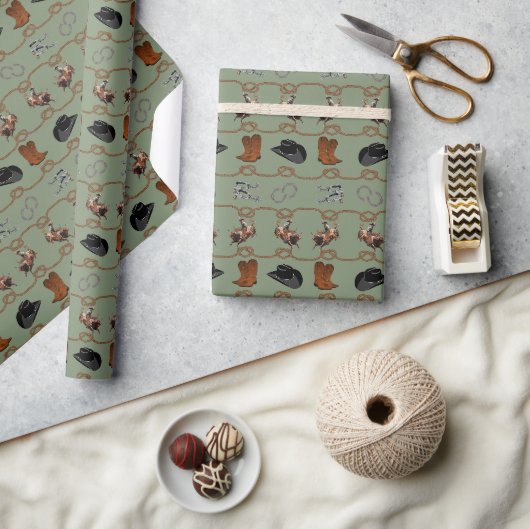 Cowboy-Rodeo-Tackling Geschenkpapier (Kunsthandwerk)